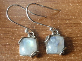 Caged Moonstone 925 Sterling Silver Dangle Earrings Square Small a209L - £15.81 GBP