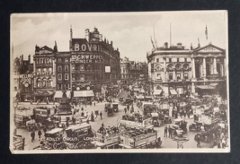 Piccadilly Circus Street View Antique Cars Signs London England Postcard c1920s - £7.91 GBP