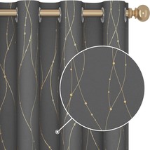 Deconovo Grey Blackout Curtains 72 Inch Length For Bedroom - Gold, 2 Pan... - £42.45 GBP