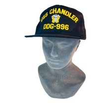 Vtg US Navy USS Chandler DDG-996 Suppo Black Yellow Snapback Hat USA - £29.16 GBP