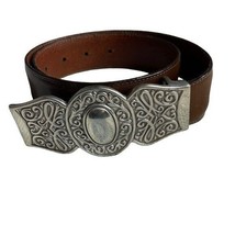 Brighton Wide Buckle Leather Belt Small - £26.74 GBP