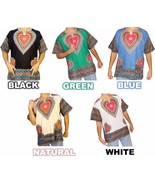 Mens Daisy Heart Print Dashiki Shirt 100% Cotton by American Dashiki - $228.08 MXN