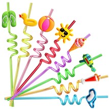 24 Beach Drinking Straws For Kids Beach Ball Pool Summer Birthday Party Supplies - £26.88 GBP