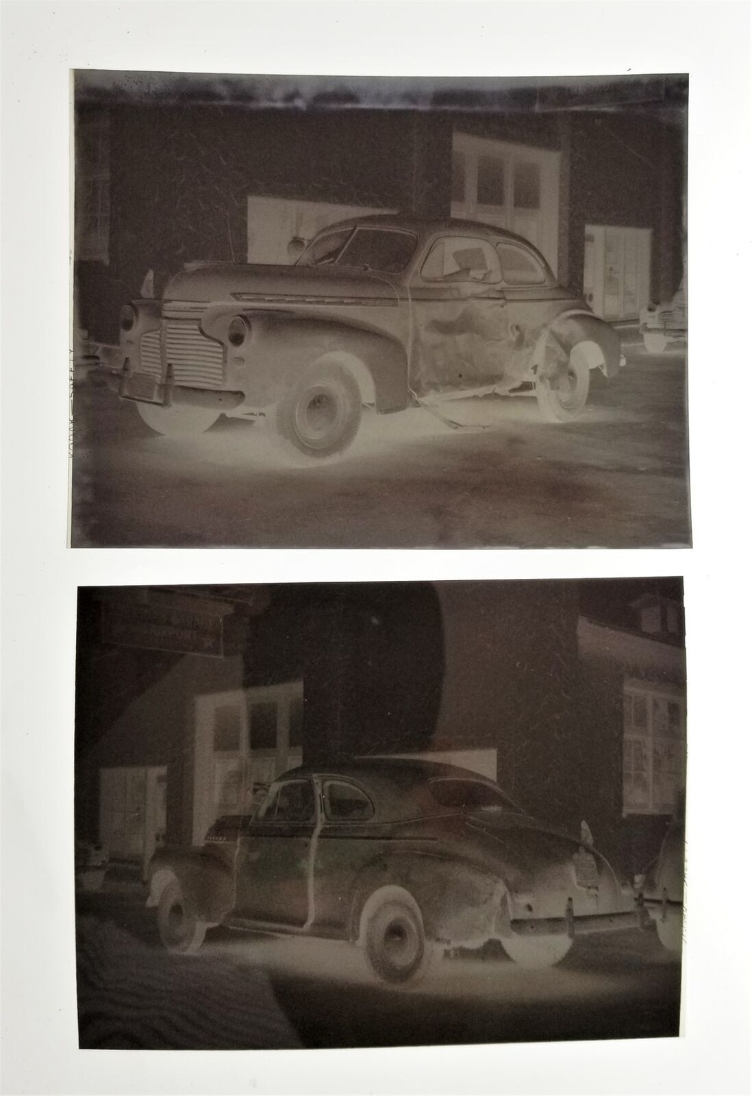 1940s antique CHEVROLET SEDAN lot of 2 PHOTOGRAPH NEGATIVES photos - $48.02