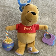 Winne the Pooh Yellow Purple Blue Hunny Pot Car Seat Toy Teether Jingle - $8.33