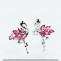 Boucles d&#39;Oreilles Flamant Rose Saphir Rose Taille Marquise 1.50Ct Finition... - £85.69 GBP