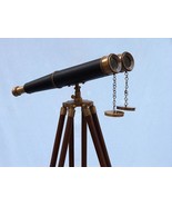 Floor Standing Admirals Antique Brass Binoculars with Leather  - $549.00