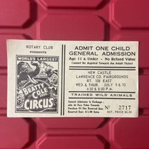 Clyde Beatty Cole Bros Combined Circus New Castle Admit Child Ticket Vtg... - £10.42 GBP