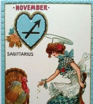 Tuck Postcard Signed Dwig Victorian Lady November Zodiac Sagittarius Series 128  - £29.90 GBP