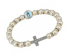 Women&#39;s Rosary Bracelet Pearl Beads Miraculous Medal - $884.87 MXN
