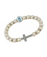 Women&#39;s Rosary Bracelet Pearl Beads Miraculous Medal - £36.07 GBP