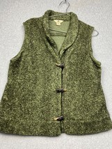 VTG Woolrich Fleece Teddie Toggle Vest Wmn Large Gannycore Simple Casual Green - £18.06 GBP