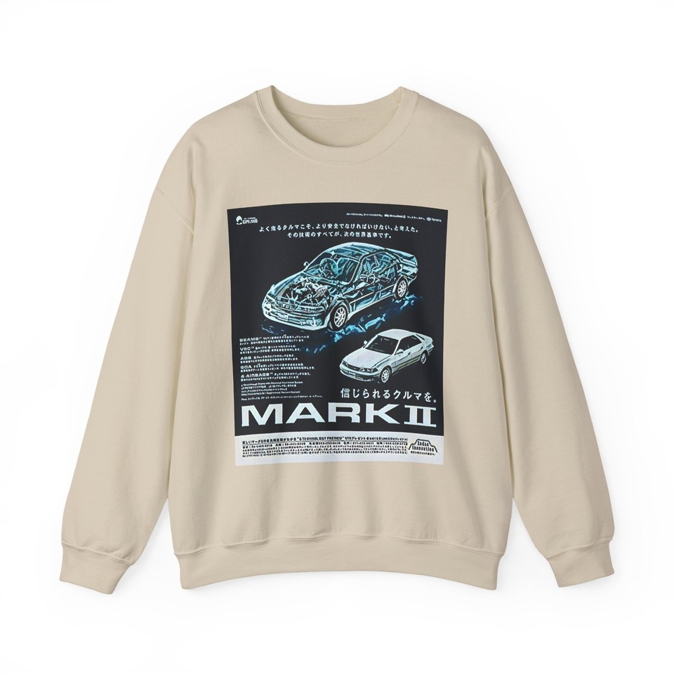 Yota Mark 2 Graphic Print Sweatshirt Long Sleeve Crewneck Retro Car Art NEW - $29.22+