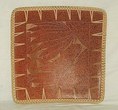 Earthenware Clay Terracotta Wicker Rim Square Whale Plate Decorative Cen... - $79.19
