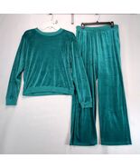 Ashley Blue 2pc Green Velour Tracksuit Women&#39;s Plus 2X Sweatshirt Sweatp... - $70.01 CAD