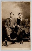 RPPC Two Handsome Men Seated Studio Photo Postcard B38 - £11.70 GBP