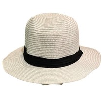 White Faux Straw Sun Hat Womens One Size Vacation - £9.67 GBP