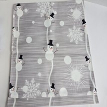 Snowman Grey White Fabric Table Runner 13&quot;x70&quot; Christmas Winter Snowflakes - £8.74 GBP