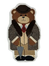 Vintage Completed Dapper Teddy Bear 3-D Needlepoint for Pillow 16&quot; - £23.70 GBP