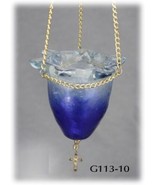 Christian Handmade Fusing Glass Oil Vigil Orthodox Candle Lamp 4.3&quot; 11cm - £21.14 GBP