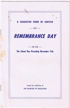 Remembrance Day Service For School Day Ministry Of Education Ontraio - £2.83 GBP