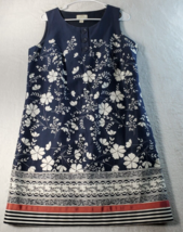 Loft Shift Dress Women Petites 12 Multicolor Floral Sleeveless Round Neck Button - £10.88 GBP