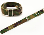 20mm watch band FITS Luminox watches GREEN camouflage Nylon Woven 4 Rings  - £12.70 GBP
