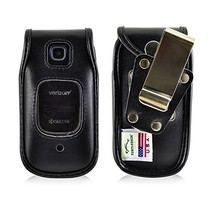 Turtleback Fitted Case for Kyocera Cadence Black Flip Phone Black Leather Rotati - $37.99