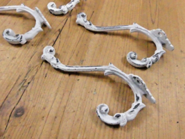 4 Cast Iron White Victorian Style Coat Hooks Hat Hook Rack Hall Tree W/ ... - $21.99