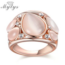 Mytys Brand Rose Gold Ring New Fashion Design Opal Rings 2017 Party Rings for Wo - £7.96 GBP