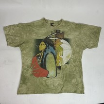 The Mountain Native T-shirt Vintage 1999 Gina Gray Distressed Green Tie Dye Sz L - £29.12 GBP