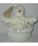 Russ Berrie Winter Off-White Glitter SNOWMAN Stuffed Animal Judy Lynn Co... - $650.58 MXN