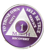 Purple Silver Plated 1 2 3 4 5 6 7 8 9 10 11 18 Month AA Medallion Sobri... - €15,73 EUR