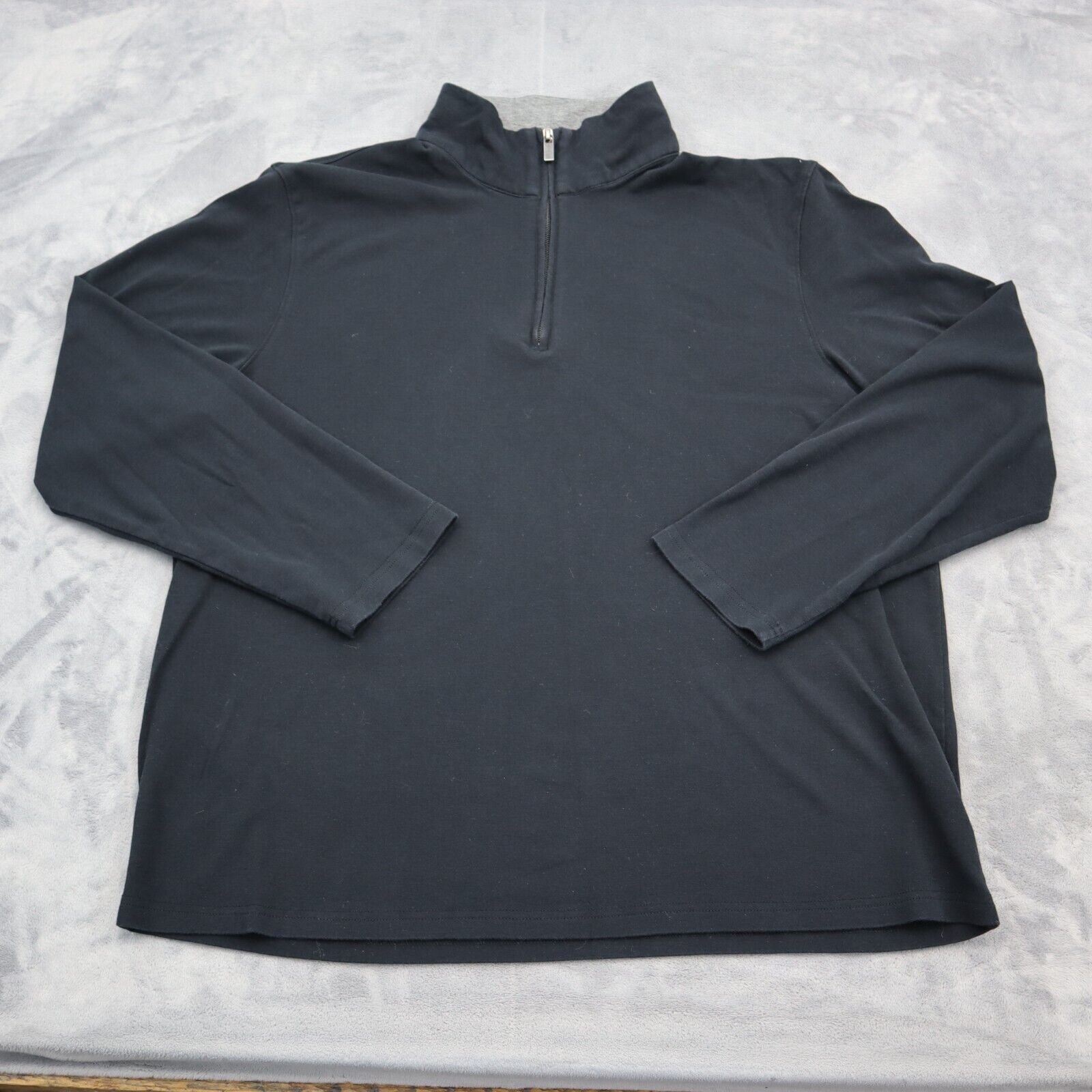 Michael Kors Sweater Mens XL Black Plain Long Sleeve Chest Zipper Pullov... - $22.65