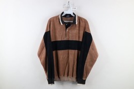 Vtg 90s Streetwear Mens XL Faded Color Block Velour Collared Pullover Polo USA - £46.67 GBP