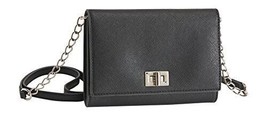 Prince &amp; Fox Turnlock Crossbody Bag Black Saffiano Handbag NWOT - $395.15 MXN