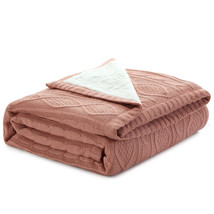 Blush Knitted Acrylic Solid Color Throw Blanket - £55.75 GBP