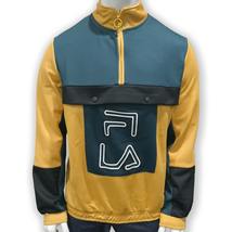 Nwt Fila Msrp $89.99 Tiger Mesh Men&#39;s Gold Green 1/4 Zip Long Sleeve Sweatshirt - £35.96 GBP