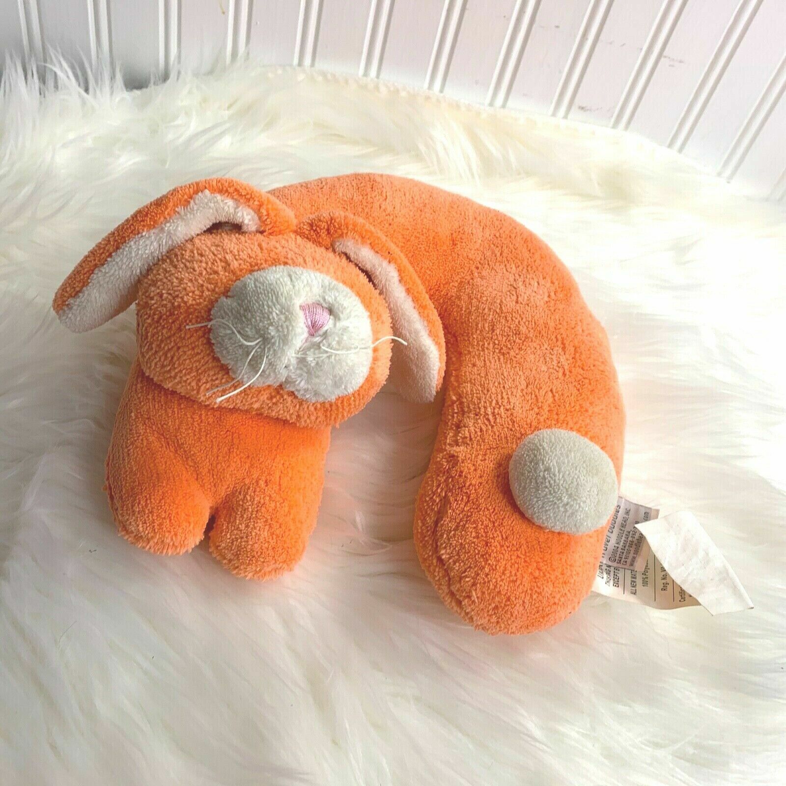 Travel Buddies Orange Travel Neck Pillow  Car Bunny Rabbit Plush Stuffed Toy   - £7.89 GBP