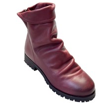 SKECHERS Women’s Boots Burgundy Leather Slouchy Ankle Cuffed Rear Zip Si... - $40.49