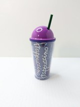 Starbucks Frappuccino Travel Tumbler Cold Cup Purple Dome Lid 16oz 2014 &amp; Straw - £10.55 GBP