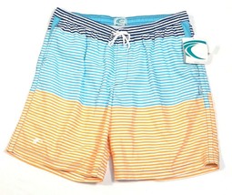 Teal Cove Bali Short Multi Stripe Quick Dry Brief Lined Swim Trunks Men&#39;... - £35.30 GBP