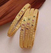 Bollywood Style Indian Gold Plated Bangle Bracelet Bridal Enameled Jewelry Set - £22.41 GBP