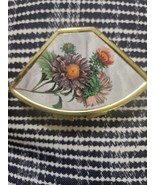 2” Vintage 3 Compartment Pill Trinket Box Floral Top Gold Tone Snaps Shut - $29.20 CAD