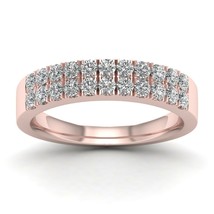 Authenticity Guarantee 
14K Rose Gold 3/4ct TDW Two Row Diamond Accent Weddin... - £833.52 GBP