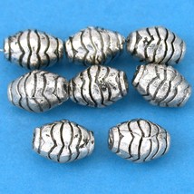 Bali Barrel Antique Silver Plated Beads 10mm 15 Grams 8Pcs Approx. - £5.43 GBP
