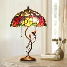 Mariebelle stained glass rose Floral Style table lamp CH8T202BF16-TL2 - $375.29 CAD