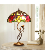 Mariebelle stained glass rose Floral Style table lamp CH8T202BF16-TL2 - $276.09