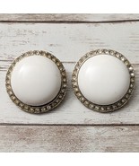 Vintage Charel Clip On Earrings 1.25&quot; White with Halo - Missing Gems - £7.17 GBP