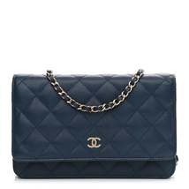 Chanel Caviar Quilted Wallet On Chain WOC Blue - £3,673.04 GBP